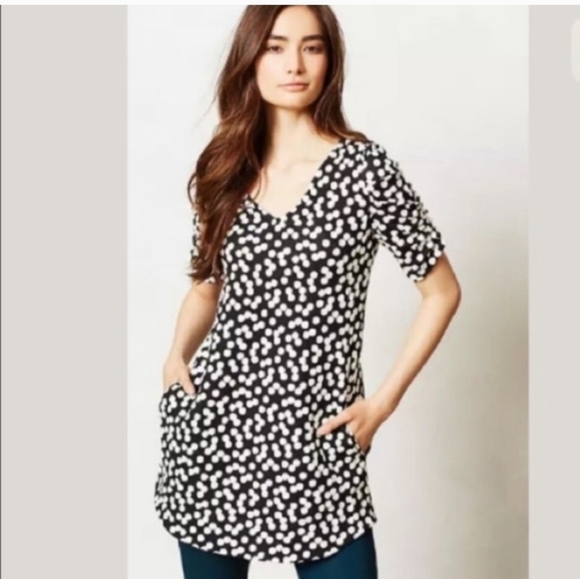Deletta Black and White Polka Dot Women's Top Or Tunic - Picture 2 of 14